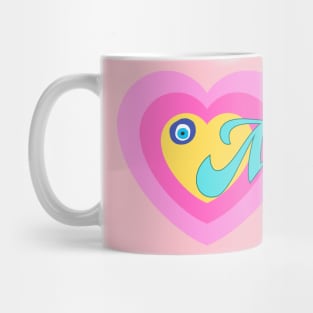 Millie in Colorful Heart Illustration Mug